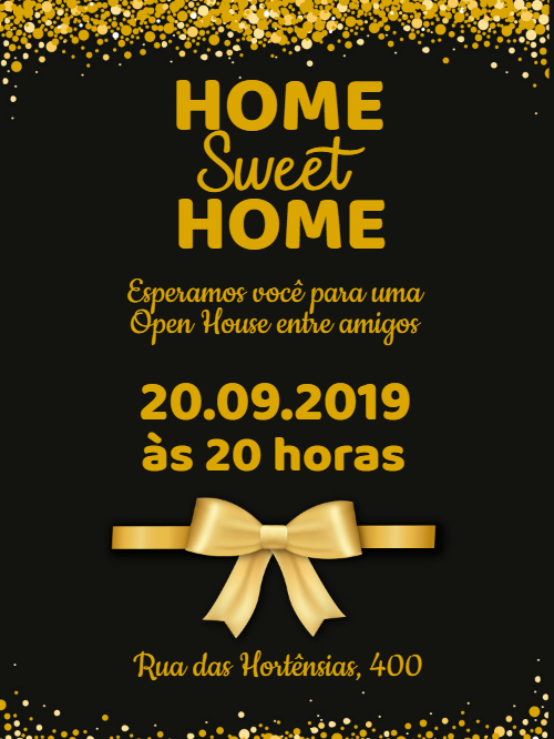 Convite de Casa Nova Elegante Dourado para Editar Online Convite de Casa Nova Elegante Dourado para Editar Online
