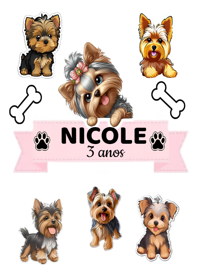 Topo de Bolo Aniversário Yorkshire para Editar Online Topo de Bolo Aniversário Yorkshire para Editar Online