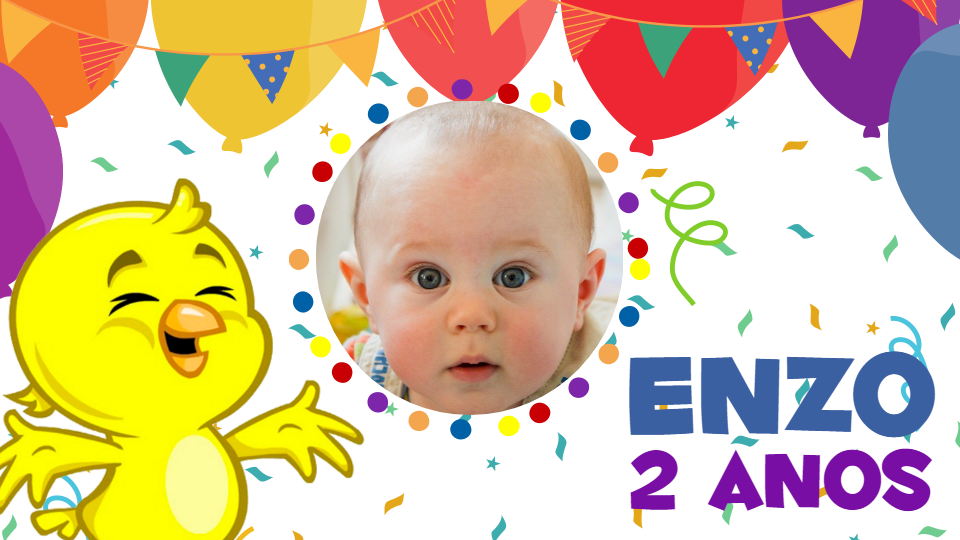 Painel de Aniversário Pintinho Amarelinho com Foto para Editar Painel de Aniversário Pintinho Amarelinho com Foto para Editar