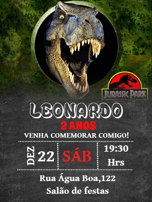 Convite de Aniversário Jurassic Park para Editar Online Convite de Aniversário Jurassic Park para Editar Online