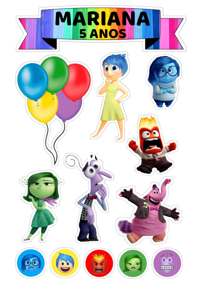 Topo de Bolo Divertidamente com Personagens para Editar e Imprimir Topo de Bolo Divertidamente com Personagens para Editar e Imprimir