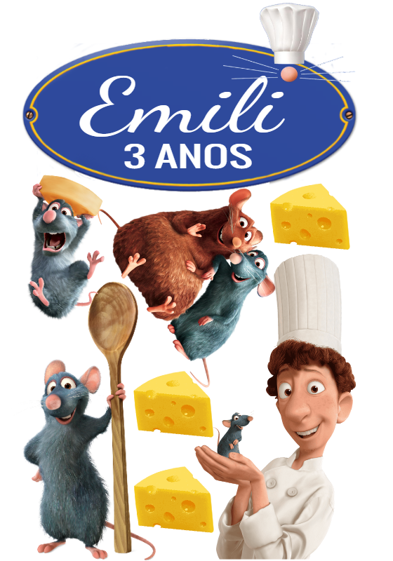 Topo de Bolo Ratatouille com Personagens para Editar e Imprimir Topo de Bolo Ratatouille com Personagens para Editar e Imprimir