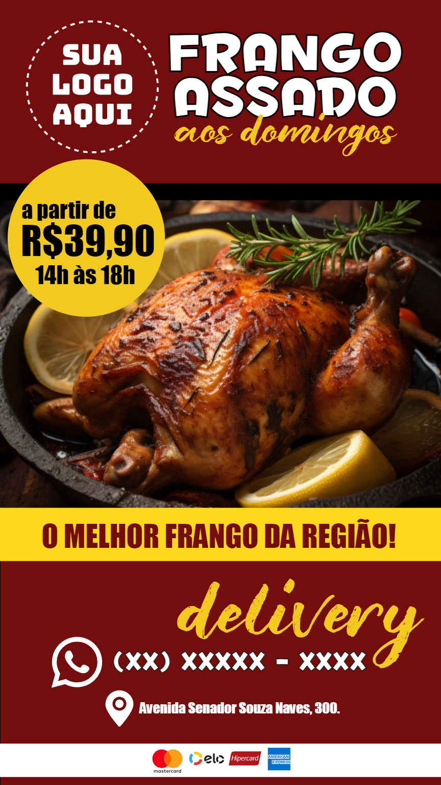 Flyer de Frango Assado para Delivery: Edite Online Facilmente Flyer de Frango Assado para Delivery: Edite Online Facilmente