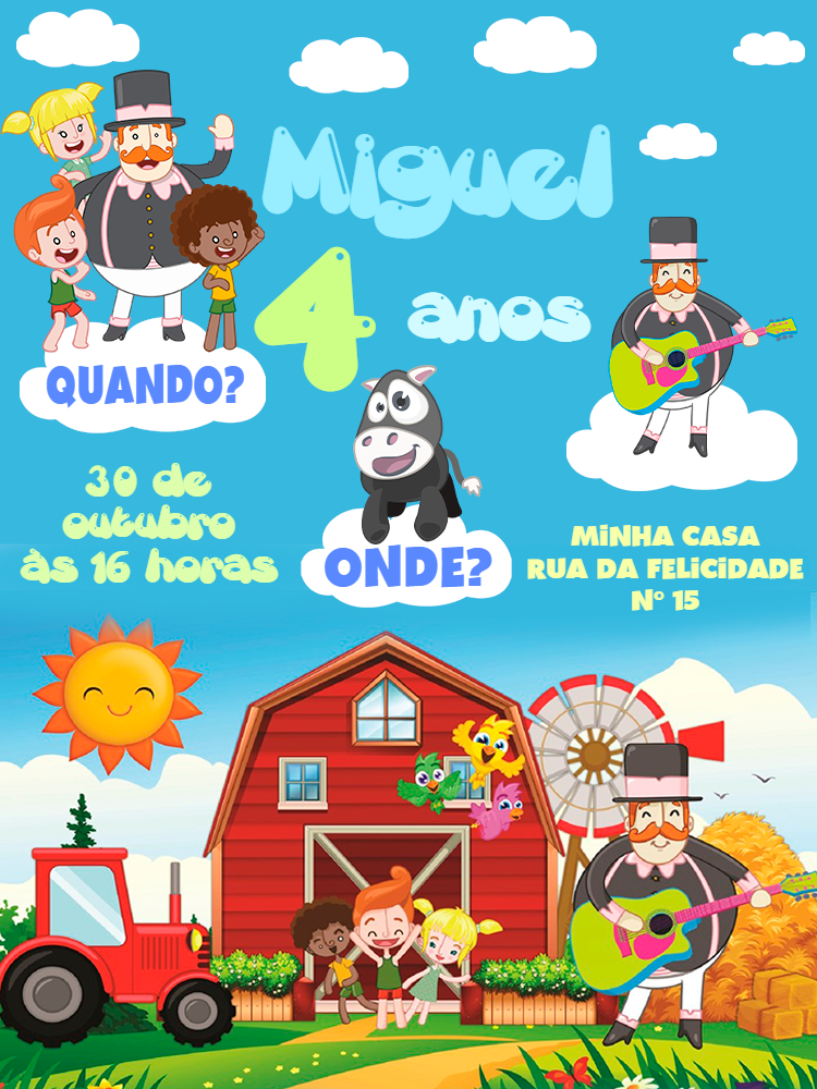 Convite Aniversário Fazendinha Mundo Bita para Editar Online Convite Aniversário Fazendinha Mundo Bita para Editar Online