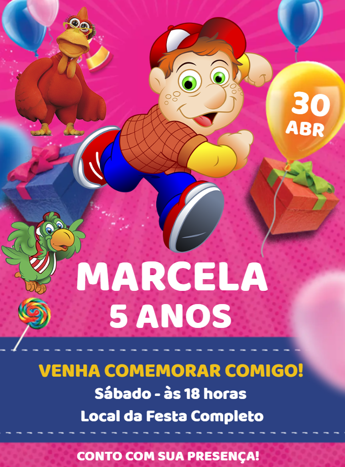 Convite de Aniversário Cocoricó com Personagens para Editar Convite de Aniversário Cocoricó com Personagens para Editar