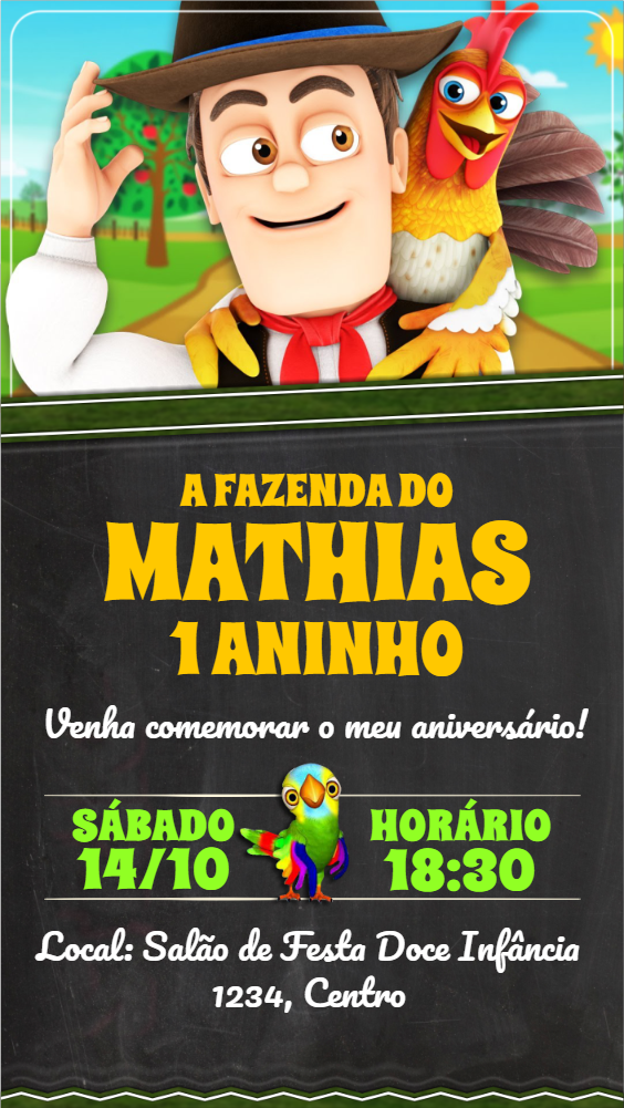 Convite Aniversário Fazendinha com Personagens para Editar Convite Aniversário Fazendinha com Personagens para Editar