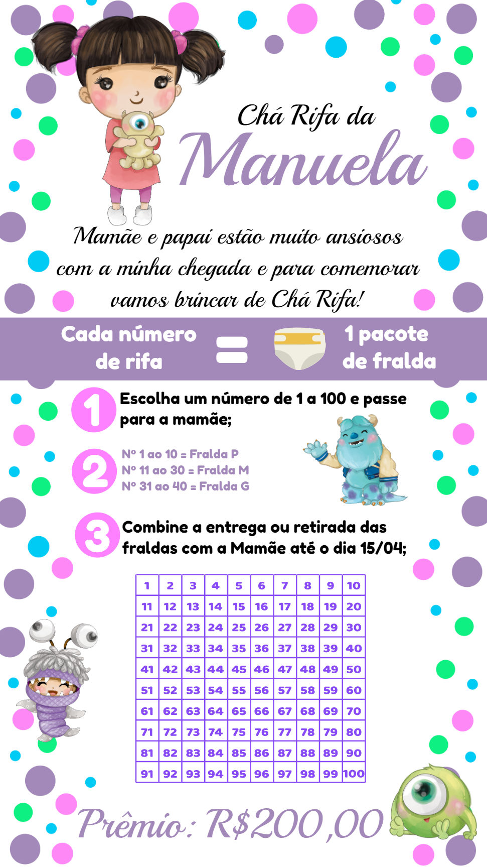 Convite Chá Rifa Monstros SA Aquarela para Editar Online Convite Chá Rifa Monstros SA Aquarela para Editar Online