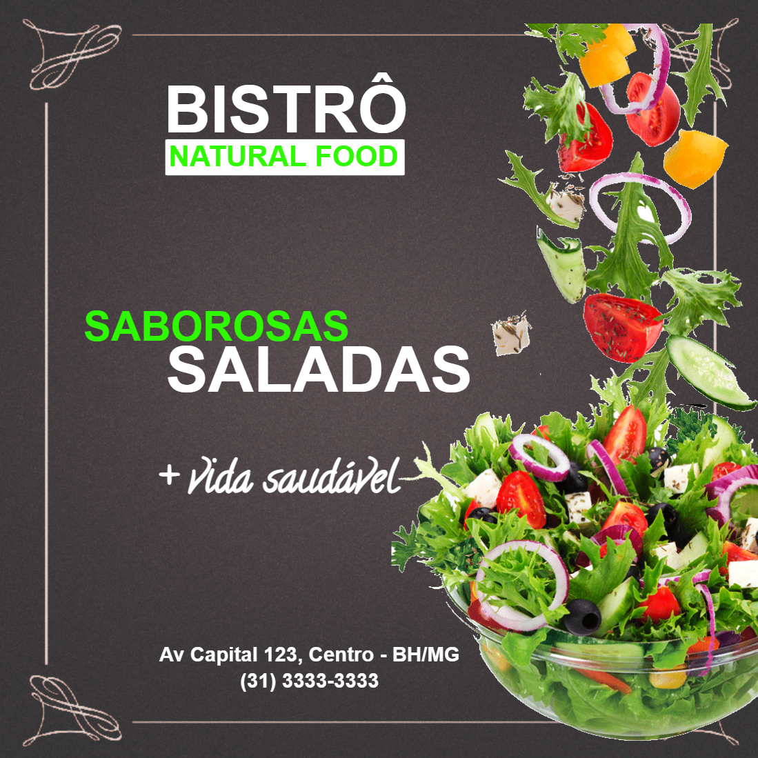 Post para Restaurante de Saladas para Editar Online Post para Restaurante de Saladas para Editar Online