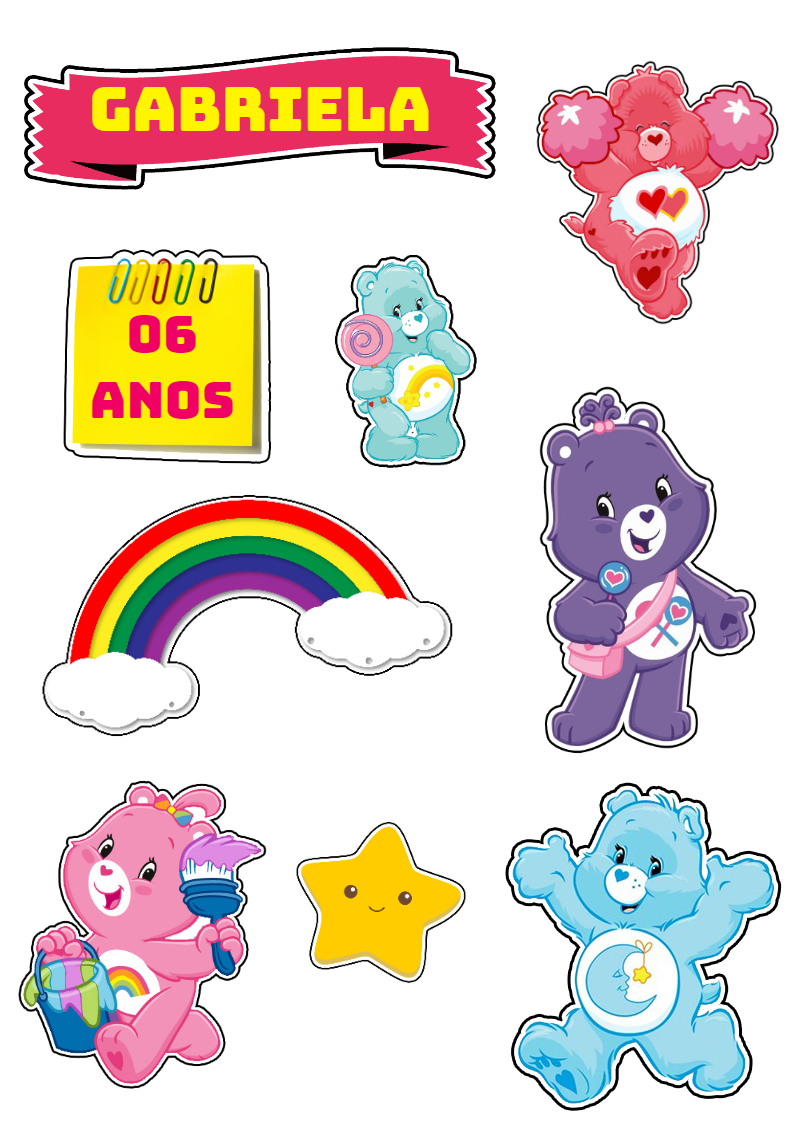 Topo de Bolo Ursinhos Carinhosos para Editar e Imprimir Topo de Bolo Ursinhos Carinhosos para Editar e Imprimir