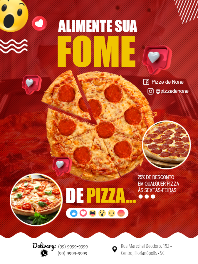 Cartaz de Promoção de Pizzaria para Editar Online Cartaz de Promoção de Pizzaria para Editar Online