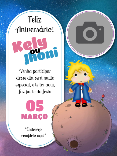 Convite Aniversário Pequeno Príncipe com Foto para Editar Online Convite Aniversário Pequeno Príncipe com Foto para Editar Online