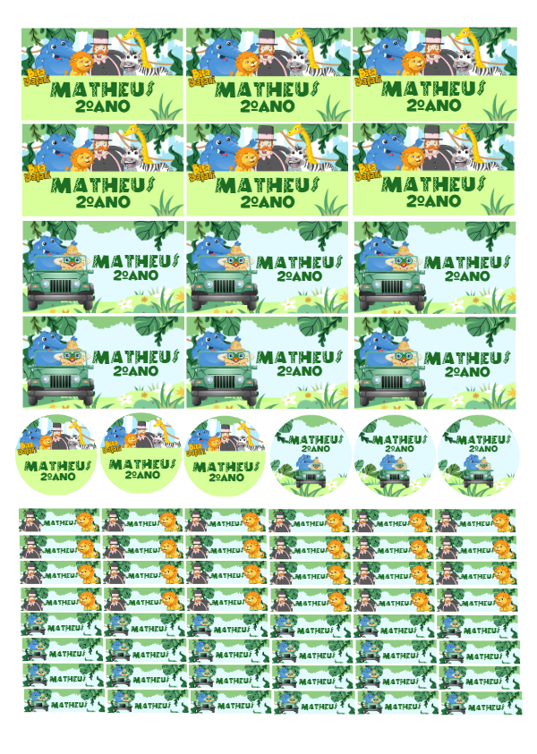 Etiquetas Escolares Mundo Bita Safari para Editar Online Etiquetas Escolares Mundo Bita Safari para Editar Online