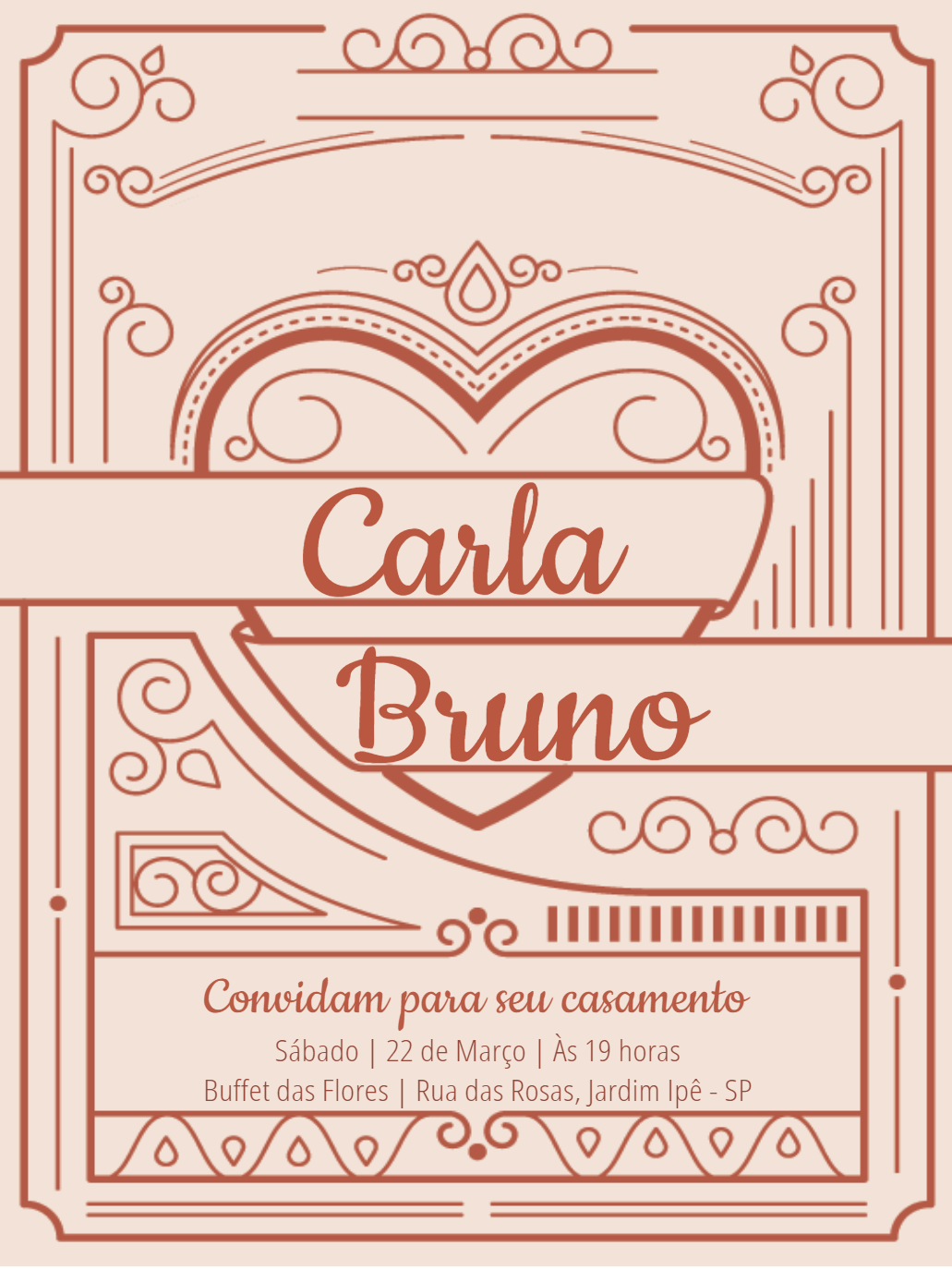 Convite de Casamento Romântico Art Déco para Editar Online Convite de Casamento Romântico Art Déco para Editar Online