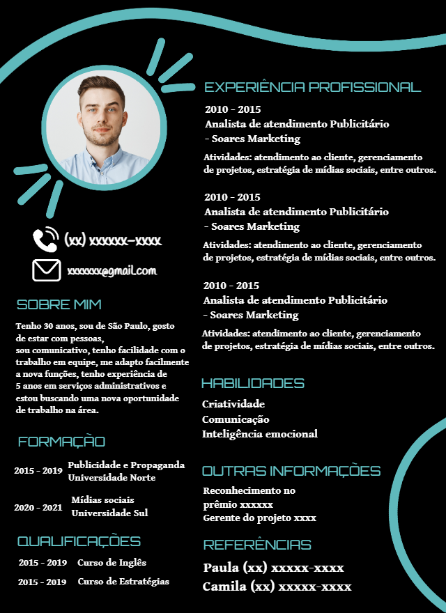 Currículo Profissional com Foto para Editar Online Currículo Profissional com Foto para Editar Online