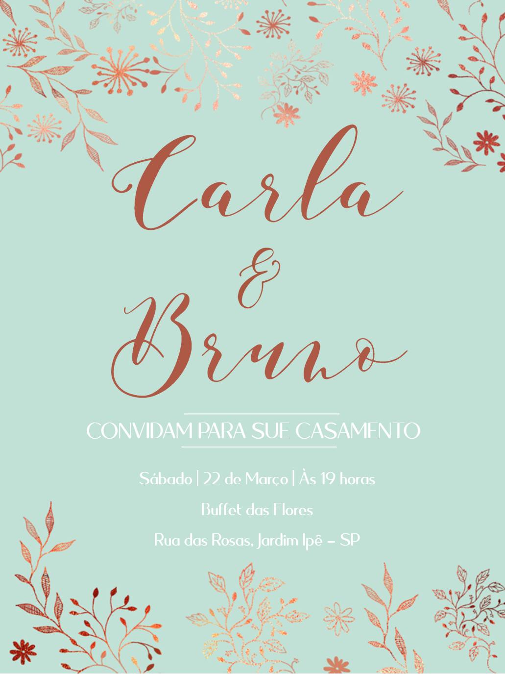Convite de Casamento Floral Elegante para Editar Online