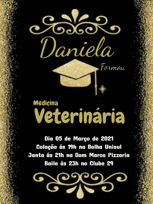 Convite de Formatura Veterinária Elegante para Editar Online Convite de Formatura Veterinária Elegante para Editar Online