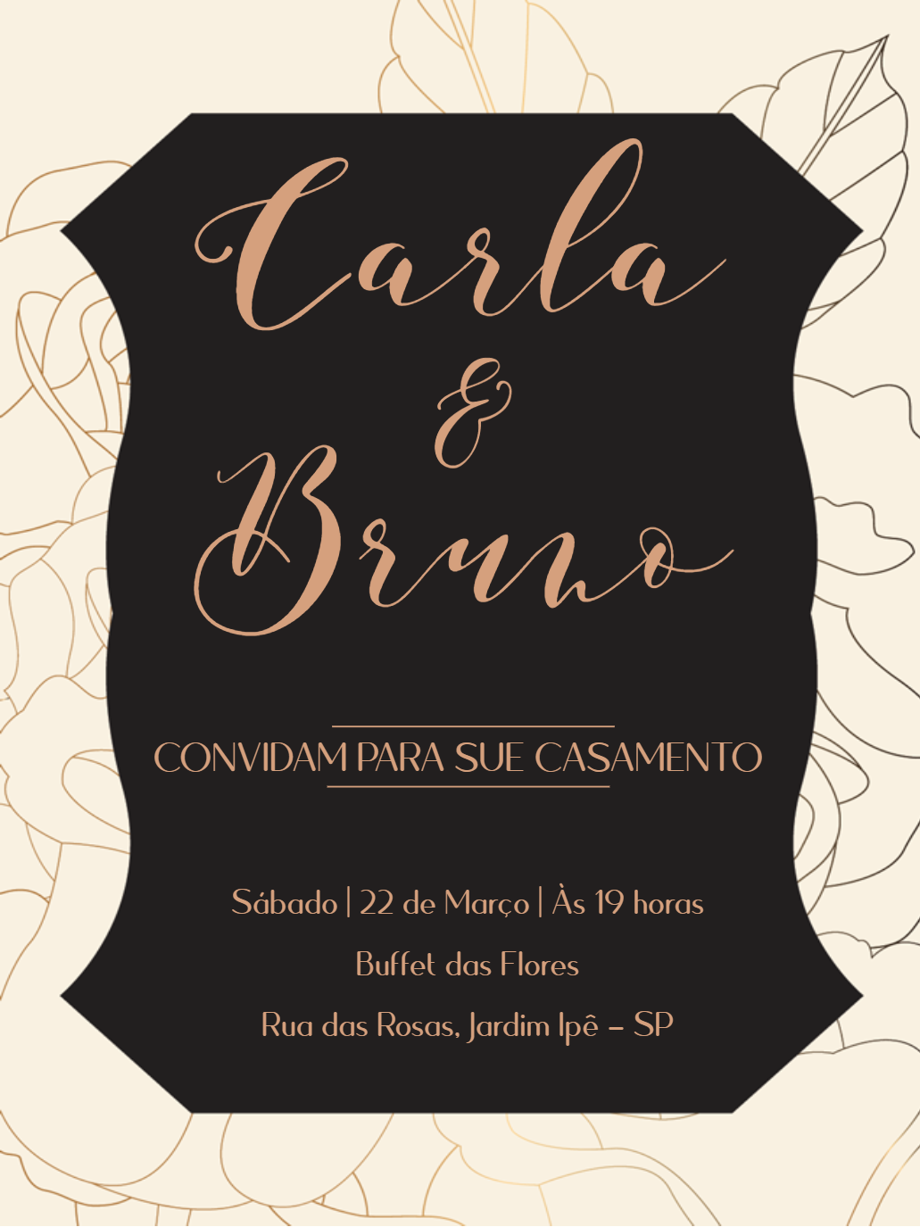 Convite de Casamento Elegante Floral para Editar Online Convite de Casamento Elegante Floral para Editar Online