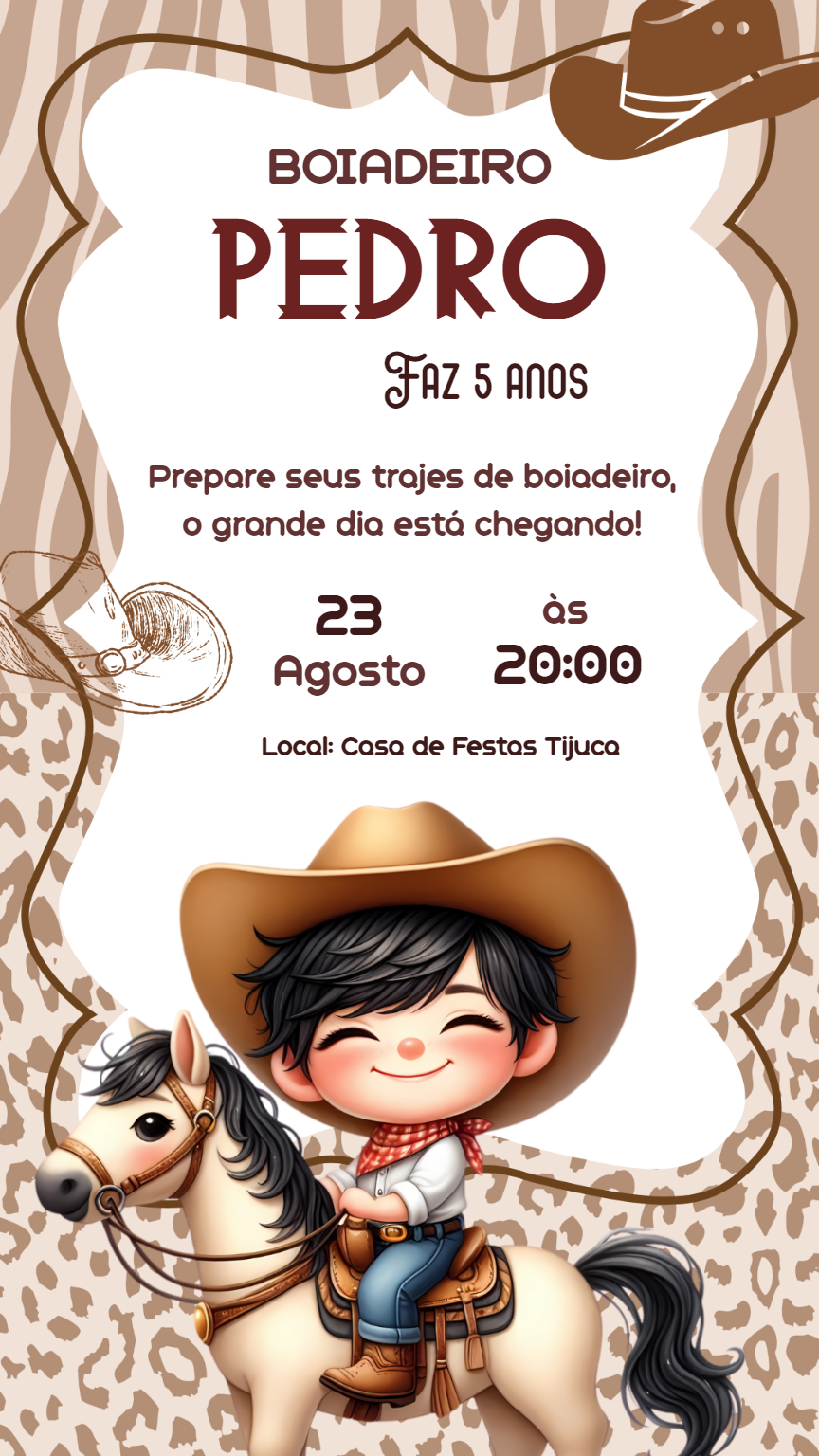Convite Aniversário Boiadeiro Infantil para Editar Online Convite Aniversário Boiadeiro Infantil para Editar Online