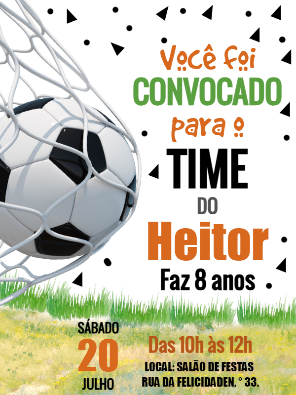 Convite de Aniversário Futebol com Bola na Rede para Editar Online Convite de Aniversário Futebol com Bola na Rede para Editar Online