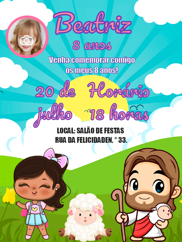 Convite Aniversário Jesus com Foto para Editar Online Convite Aniversário Jesus com Foto para Editar Online