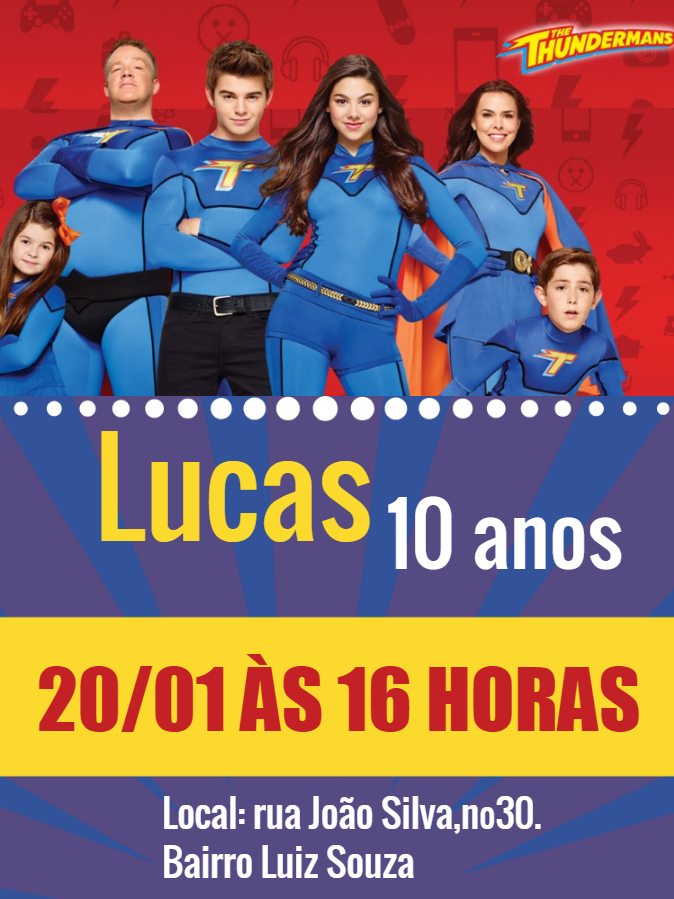 Convite de Aniversário Os Thundermans com a Família para Editar Convite de Aniversário Os Thundermans com a Família para Editar