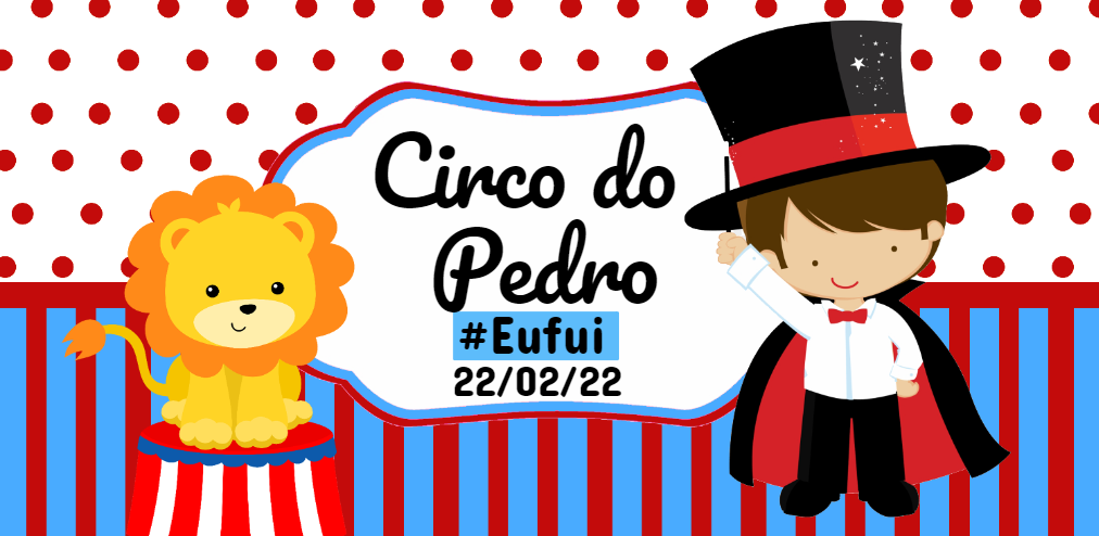 Adesivo Aniversário Circo com Personagens para Editar Online