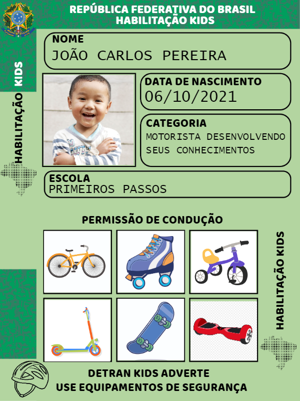 CNH Infantil com Foto para Editar e Imprimir CNH Infantil com Foto para Editar e Imprimir
