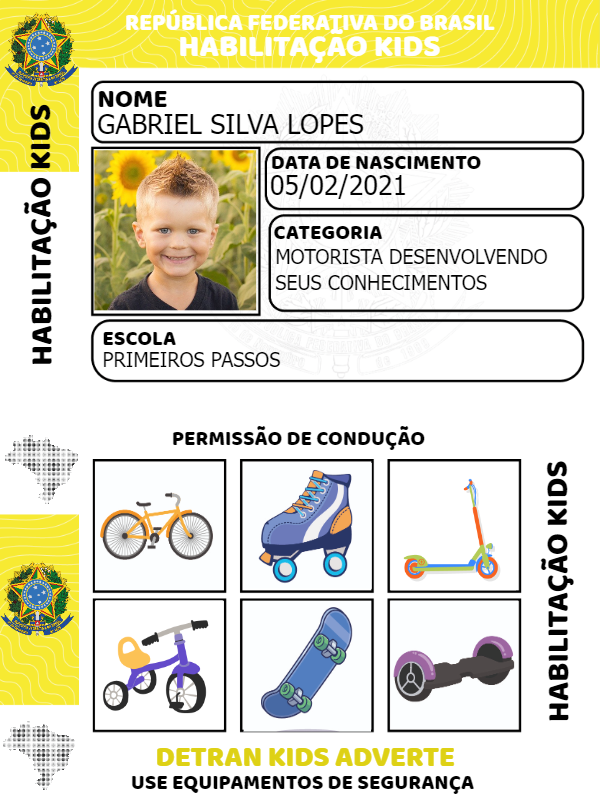 CNH Infantil Divertida para Editar Online e Imprimir CNH Infantil Divertida para Editar Online e Imprimir