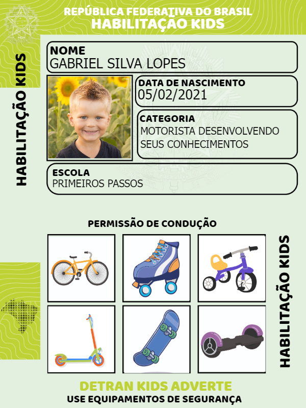 Habilitação Kids Editável com Foto para Personalizar Online Habilitação Kids Editável com Foto para Personalizar Online
