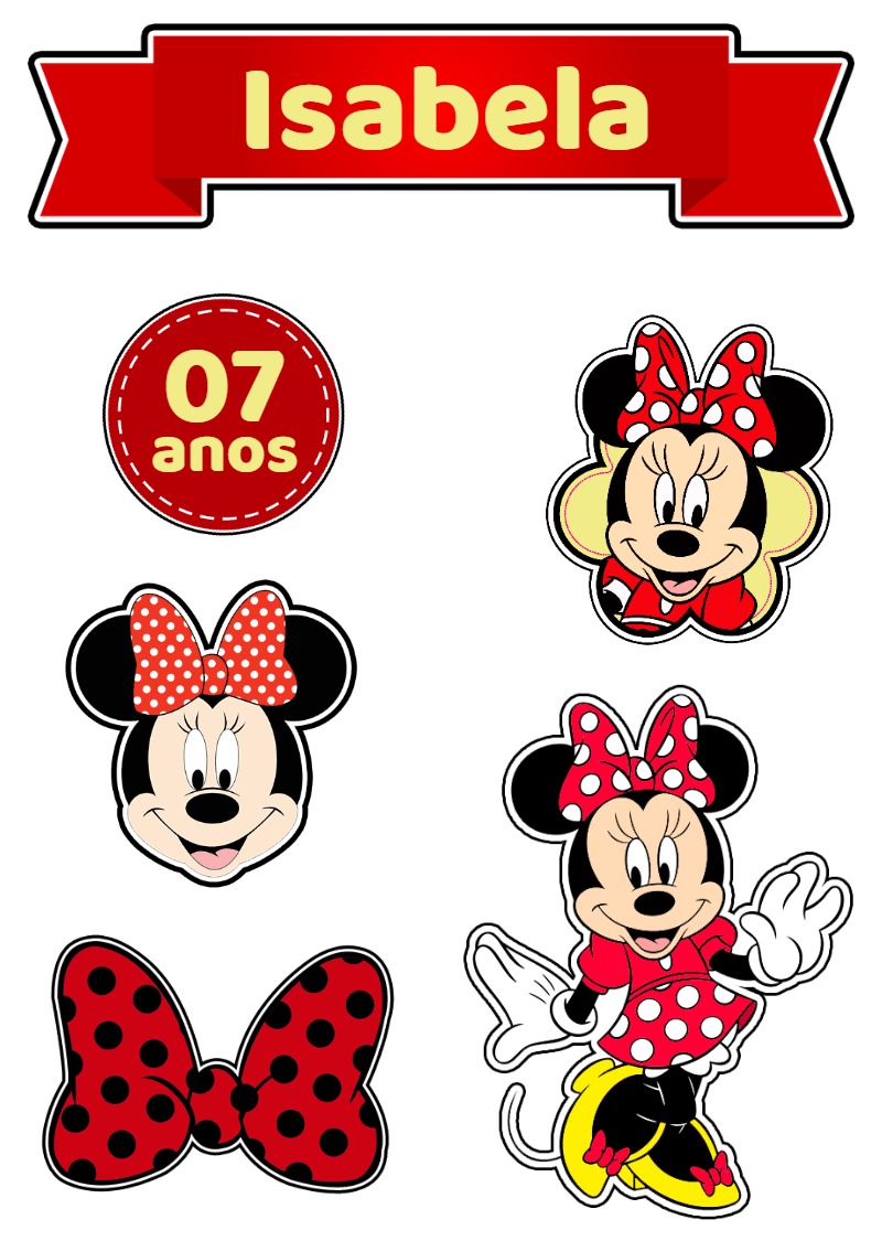 Topo de Bolo Aniversário Minnie para Editar e Imprimir Topo de Bolo Aniversário Minnie para Editar e Imprimir