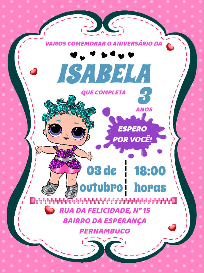 Convite Aniversário Lol Surprise Editável Online Convite Aniversário Lol Surprise Editável Online