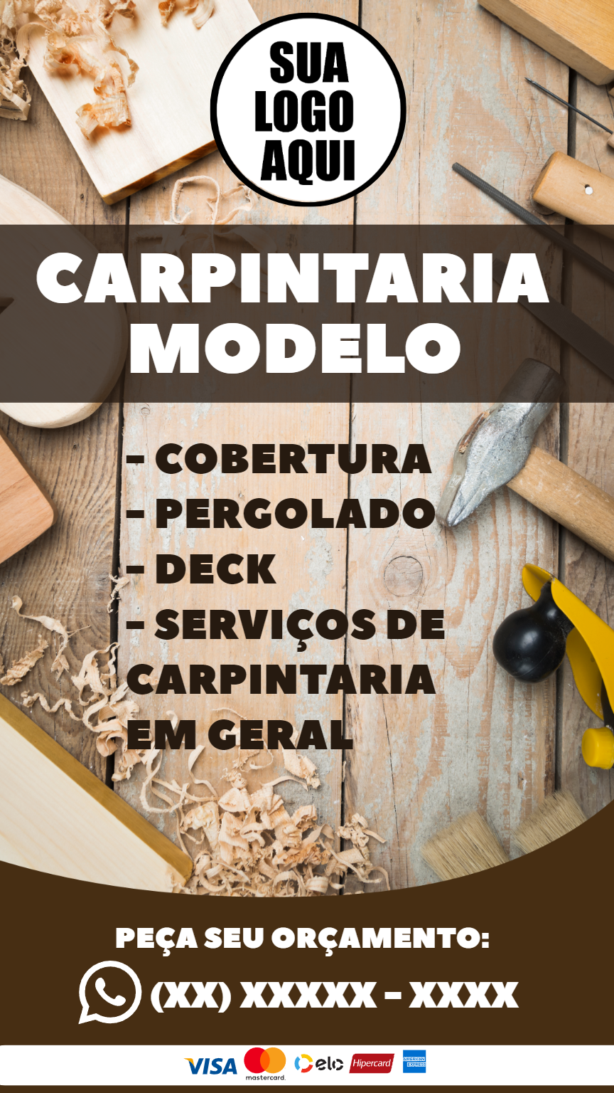 Cartão de Visita Carpintaria Profissional para Editar Online Cartão de Visita Carpintaria Profissional para Editar Online