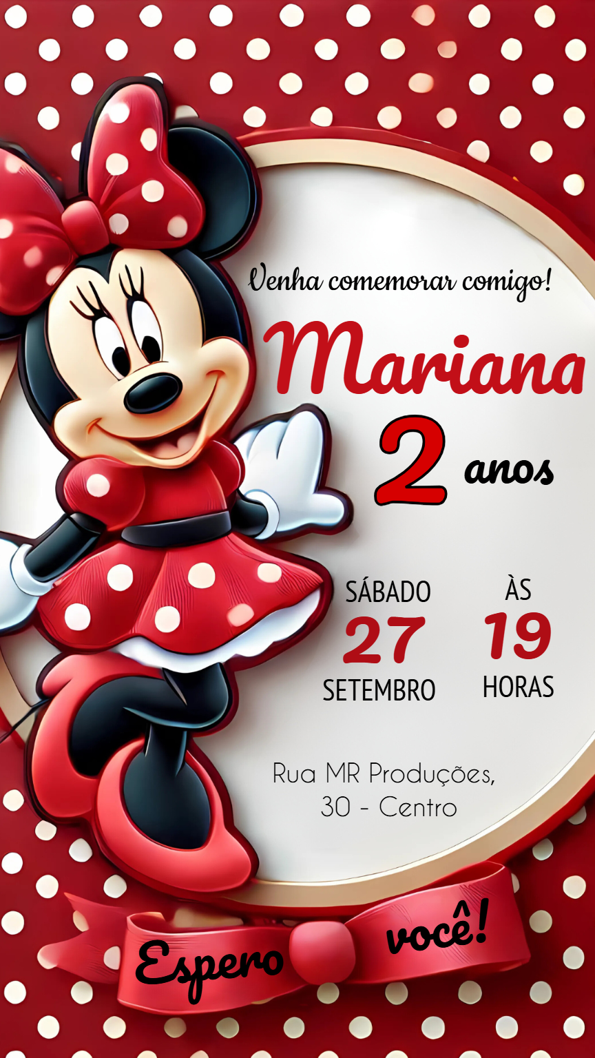 Convite Aniversário Minnie Vermelha para Editar e Imprimir Convite Aniversário Minnie Vermelha para Editar e Imprimir