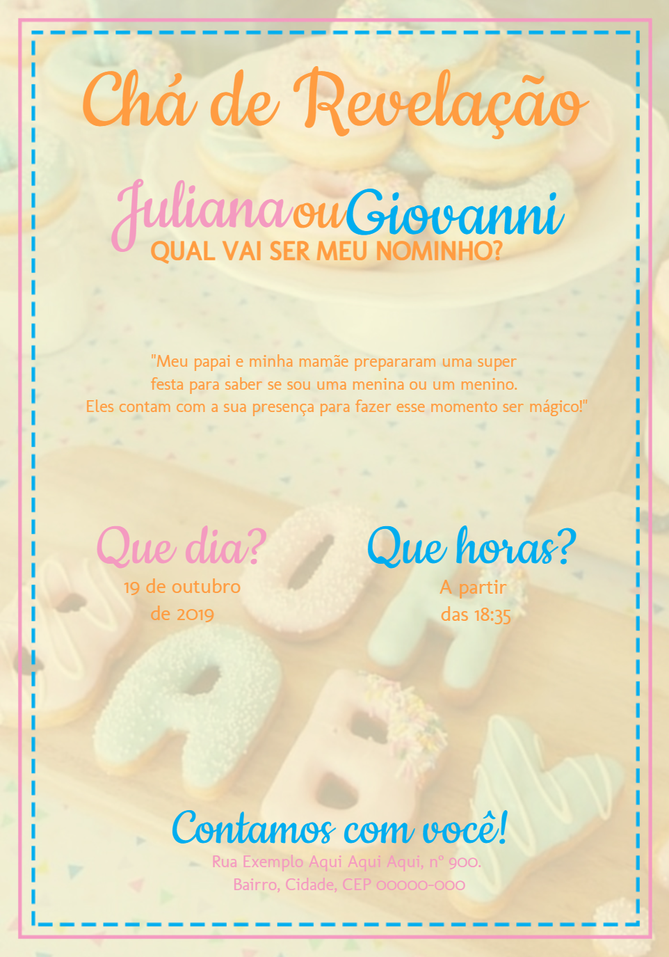 Convite Chá Revelação Menino ou Menina para Editar Online