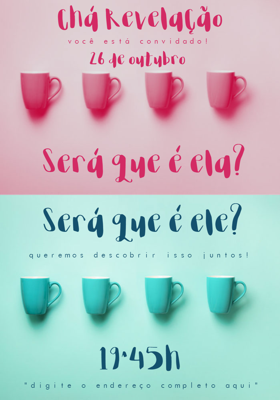 Convite Chá Revelação Menino ou Menina para Editar Online Convite Chá Revelação Menino ou Menina para Editar Online