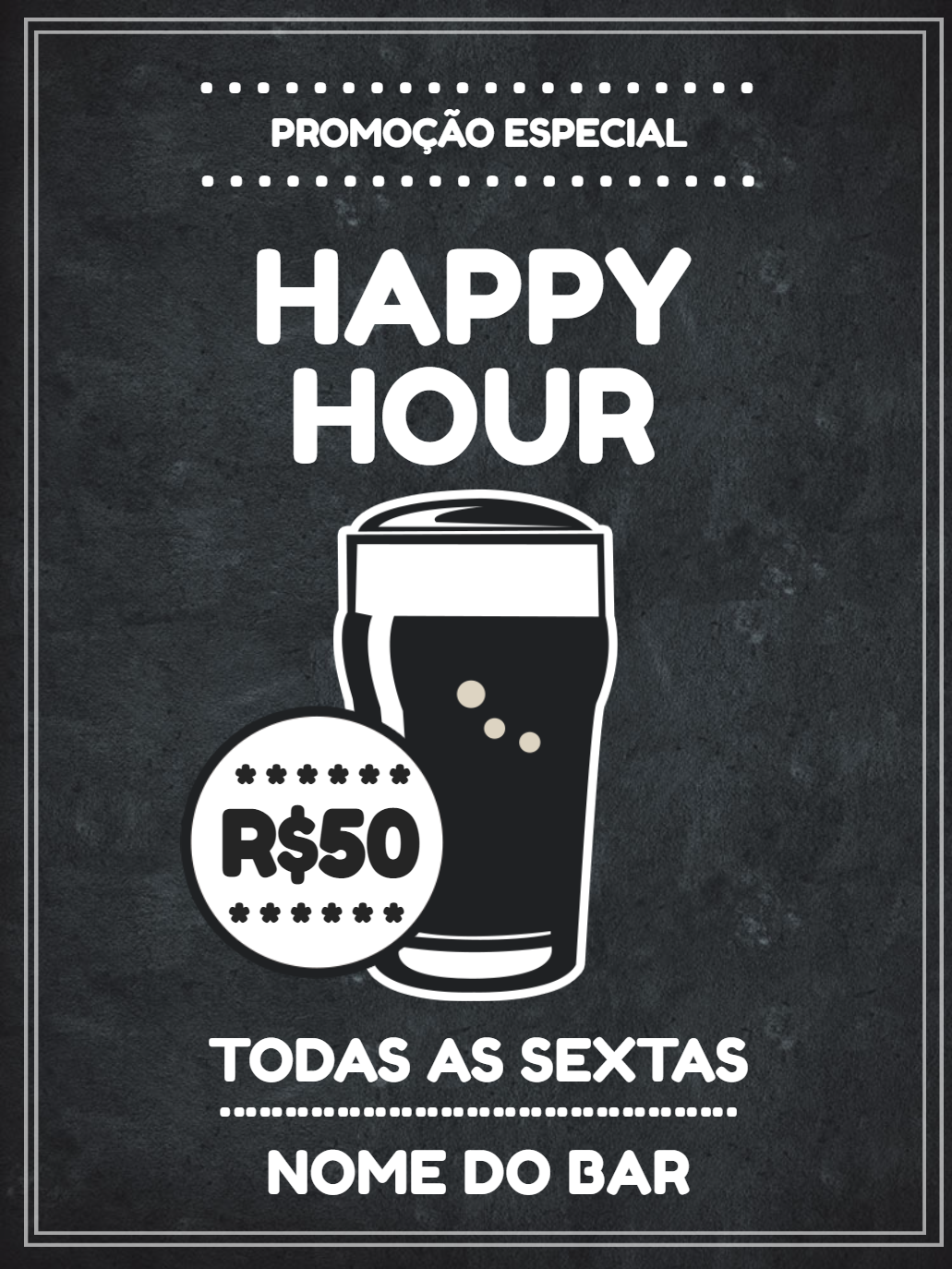 Cartaz de Happy Hour Estilo Quadro Negro para Editar Online Cartaz de Happy Hour Estilo Quadro Negro para Editar Online