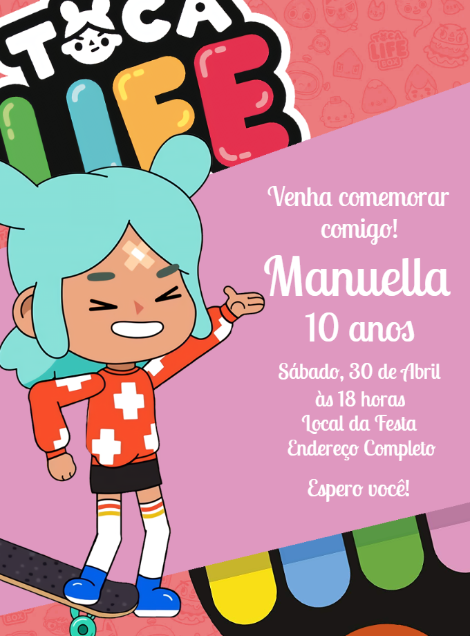 Convite de Aniversário Toca Life World para Editar Online Convite de Aniversário Toca Life World para Editar Online