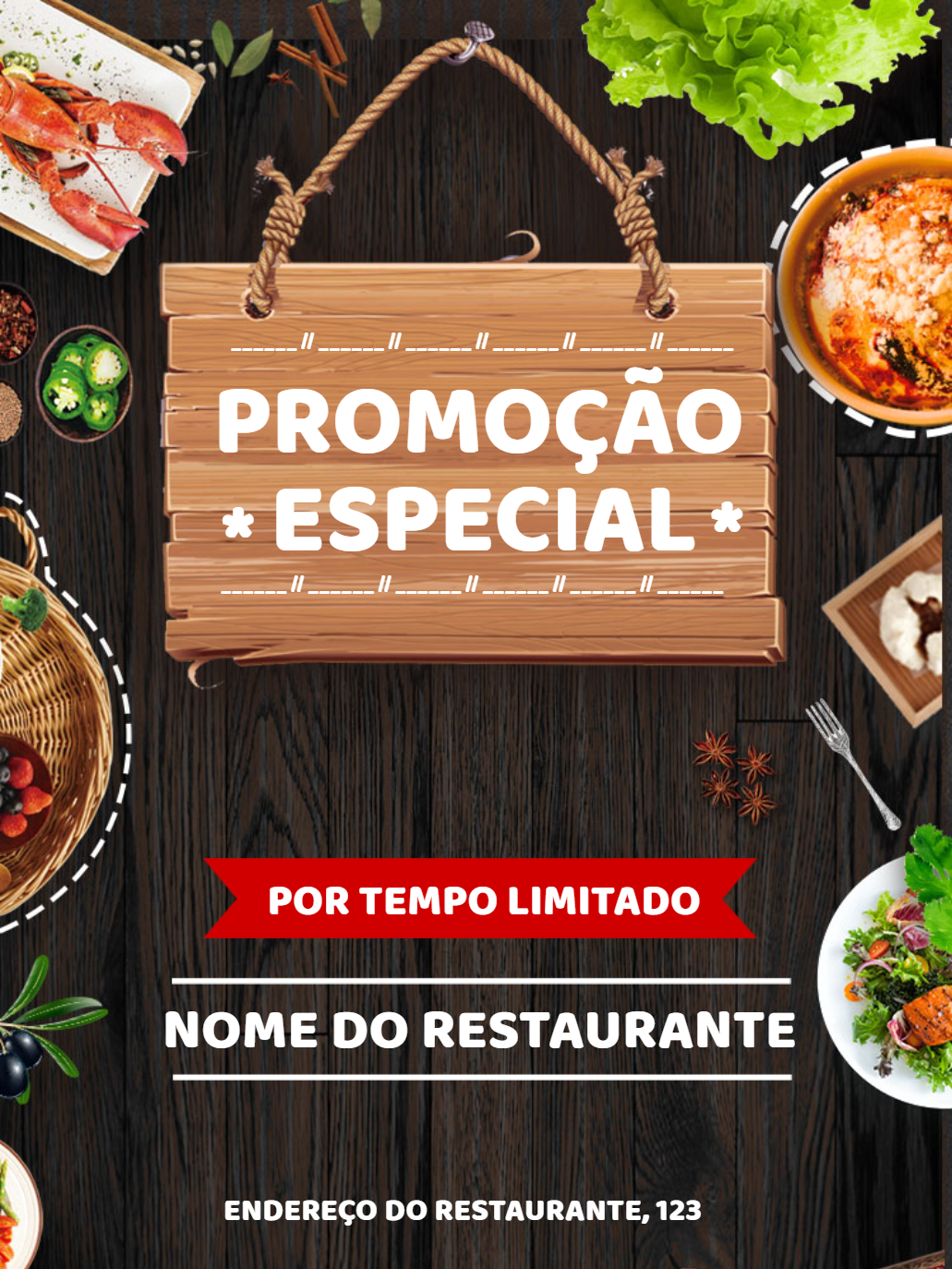 Folheto de Promoção para Restaurante Rústico para Editar Online Folheto de Promoção para Restaurante Rústico para Editar Online