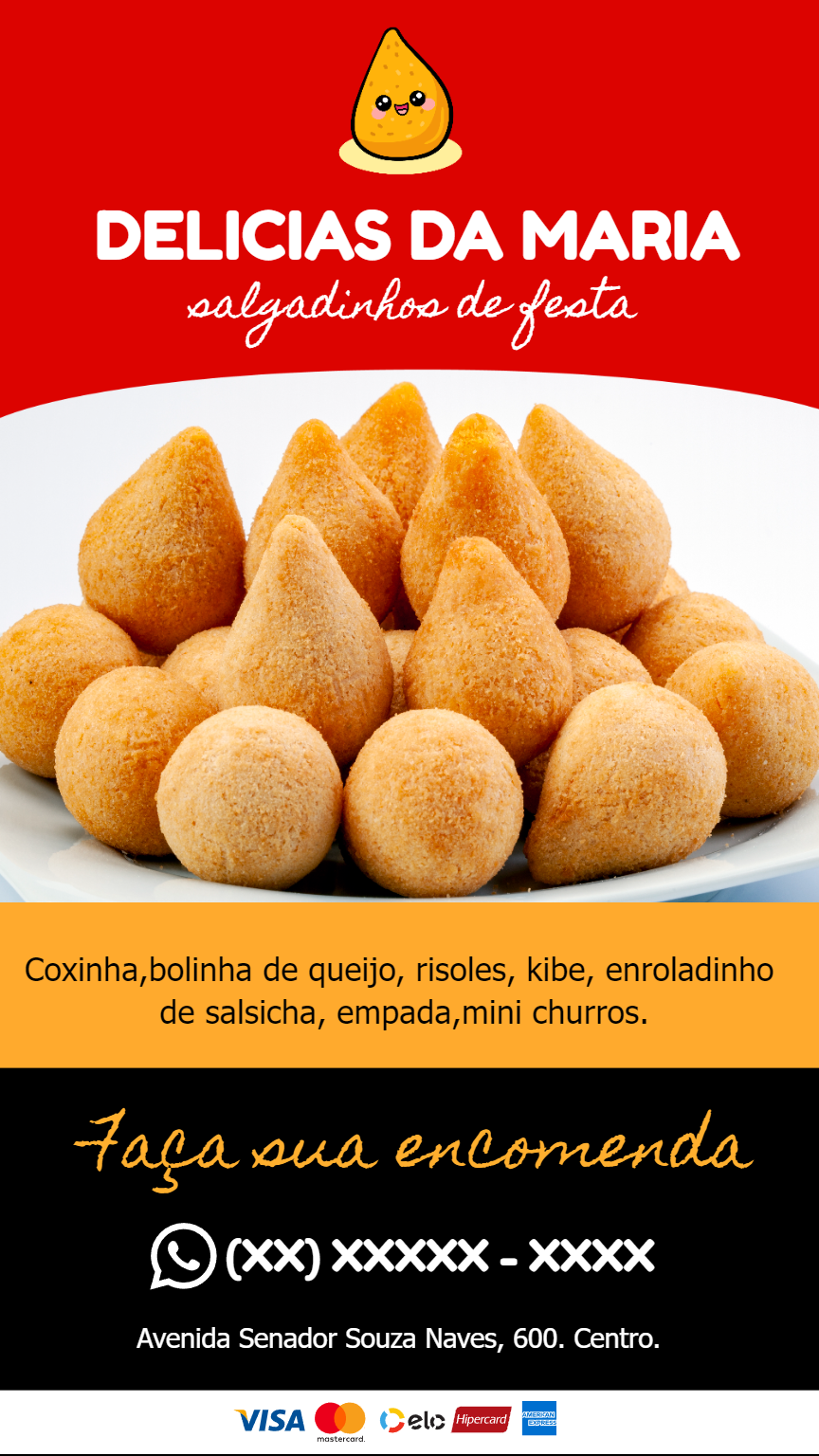 Flyer de Salgadinhos de Festa para Editar e Imprimir Flyer de Salgadinhos de Festa para Editar e Imprimir