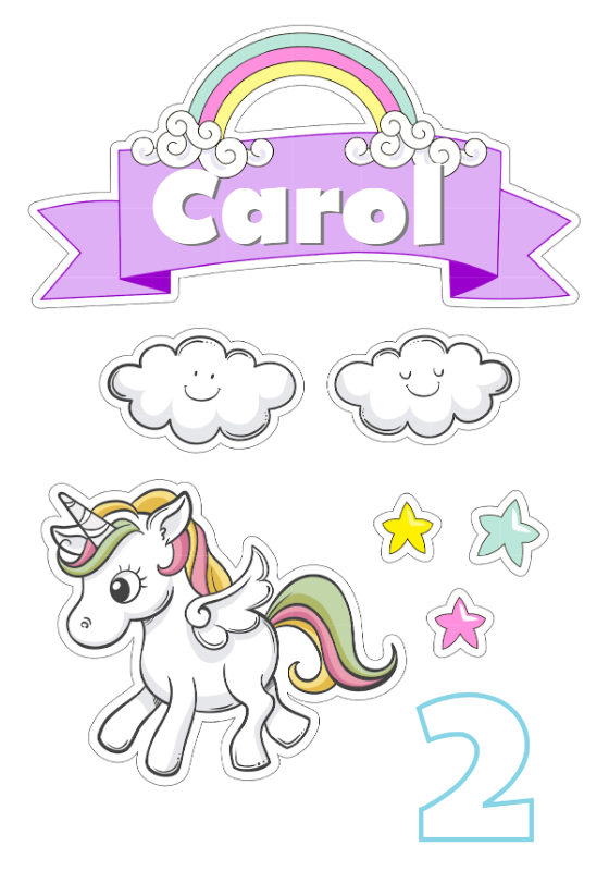 Topo de Bolo Aniversário Unicórnio para Editar Online Topo de Bolo Aniversário Unicórnio para Editar Online