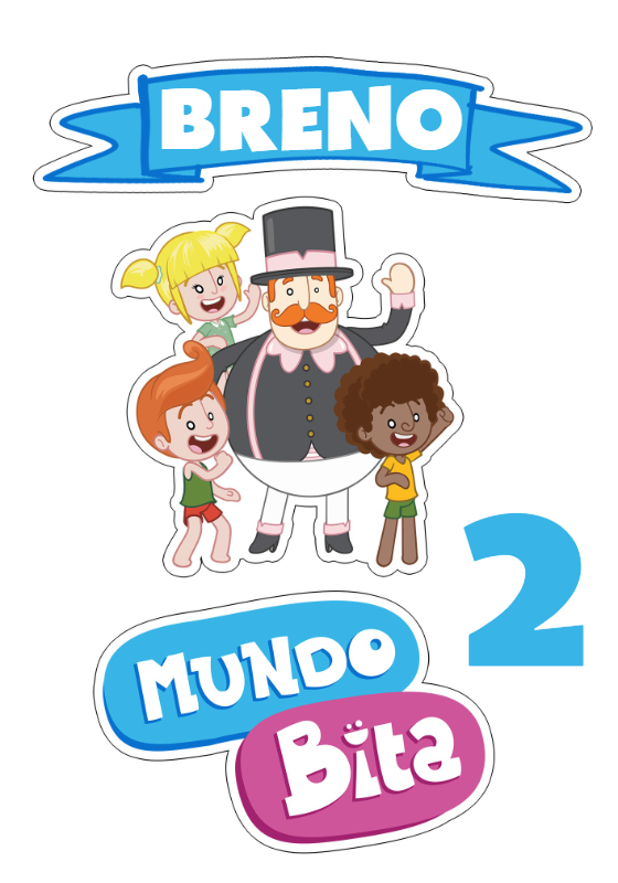 Topo de Bolo Mundo Bita Editável para Festa de Aniversário Topo de Bolo Mundo Bita Editável para Festa de Aniversário