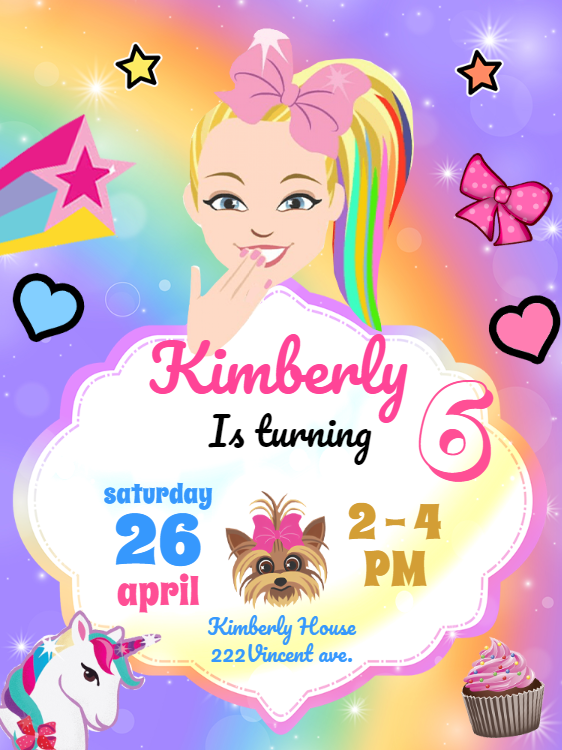 JoJo Siwa Birthday Party Invitation Editable Online
