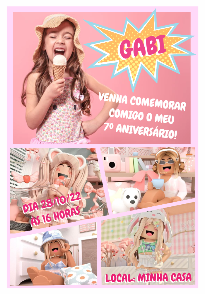 Convite de Aniversário Roblox com Foto para Editar Online Convite de Aniversário Roblox com Foto para Editar Online