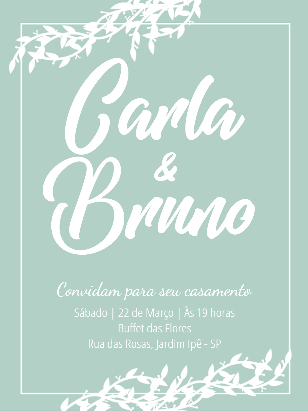 Convite de Casamento Delicado com Raminhos para Editar Online Convite de Casamento Delicado com Raminhos para Editar Online