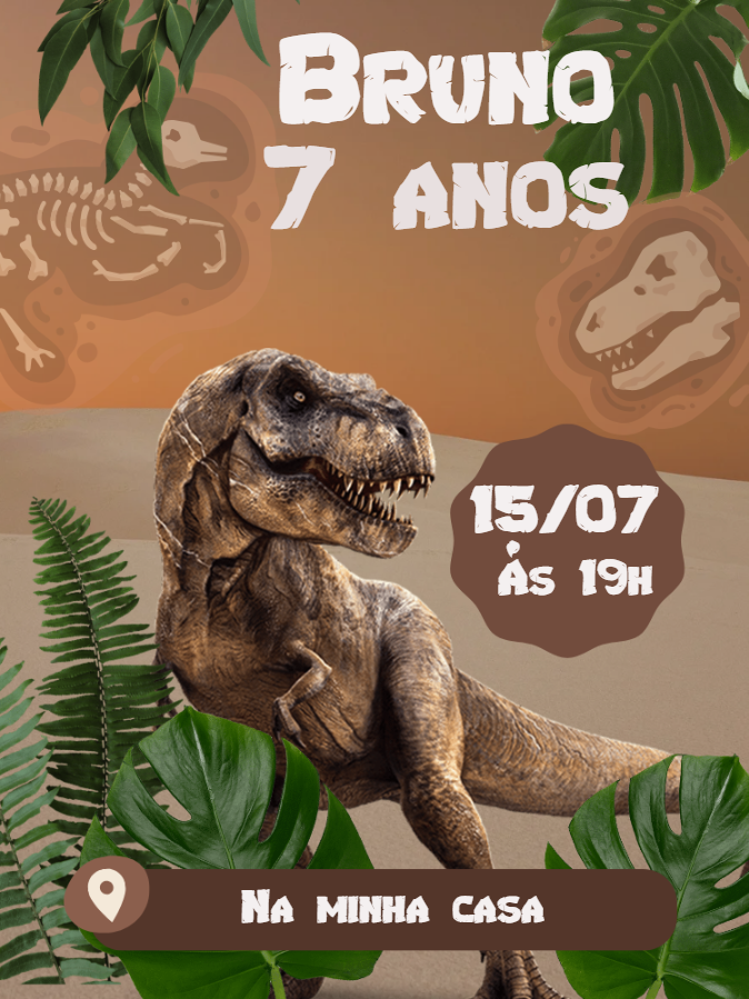 Convite Aniversário Dinossauro T-Rex para Editar Online Convite Aniversário Dinossauro T-Rex para Editar Online