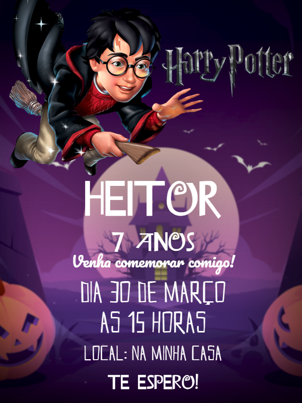 Convite de Aniversário Harry Potter para Editar Online Convite de Aniversário Harry Potter para Editar Online
