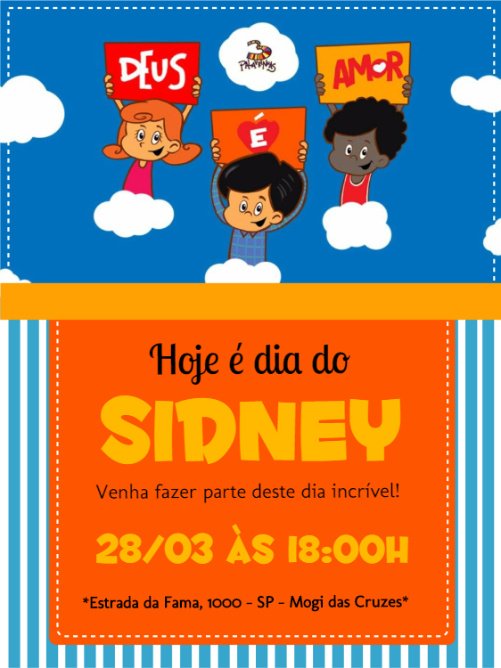 Convite de Aniversário Três Palavrinhas para Editar Online