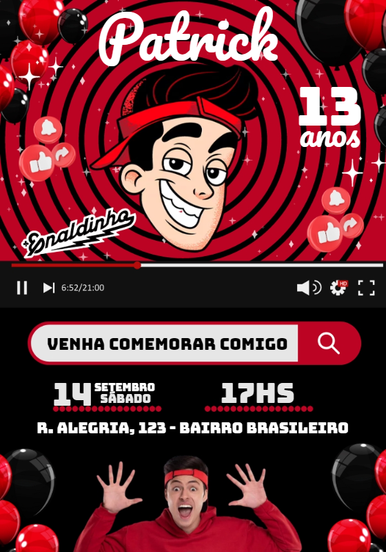 Convite de Aniversário Enaldinho para Editar Online Convite de Aniversário Enaldinho para Editar Online