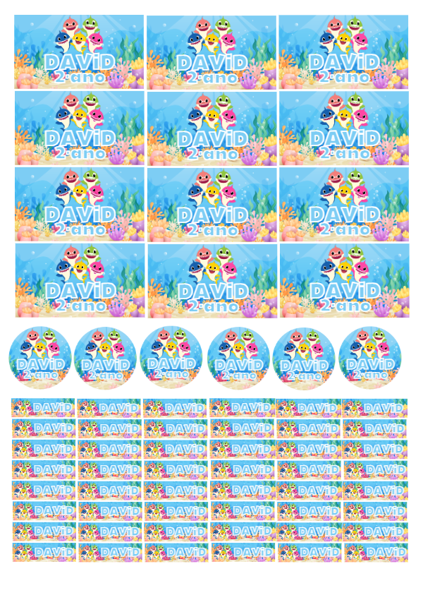 Kit de Etiquetas Baby Shark Editável Online para Imprimir Kit de Etiquetas Baby Shark Editável Online para Imprimir