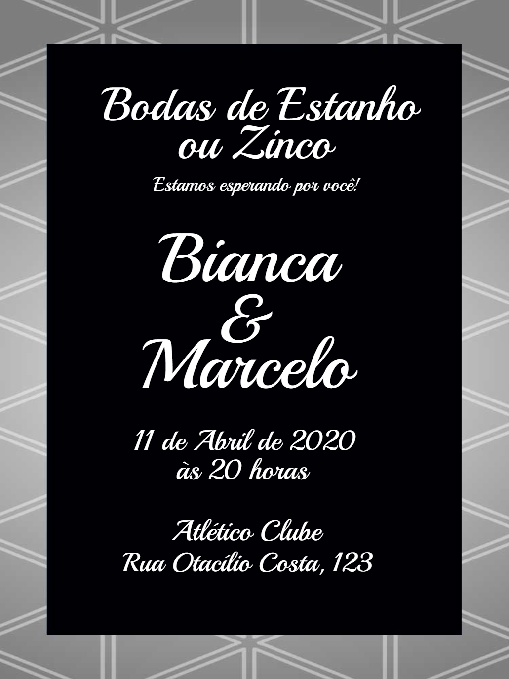 Convite Bodas de Estanho Elegante para Editar Online